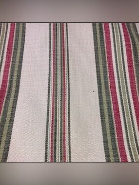 Brown Green Red Striped Upholstery Fabric 1.5 Yds New
